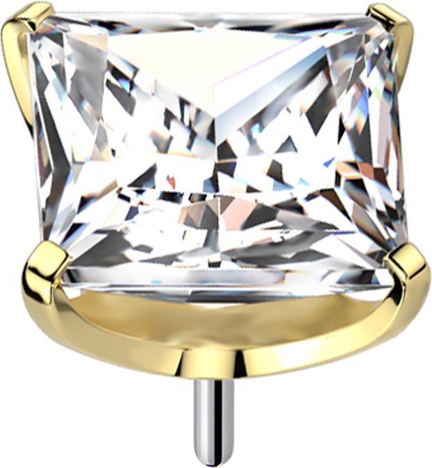 Image du produit Star Piercing Threadless plaqué or avec cristal carré serti d'argent (Titane, sans laiton)