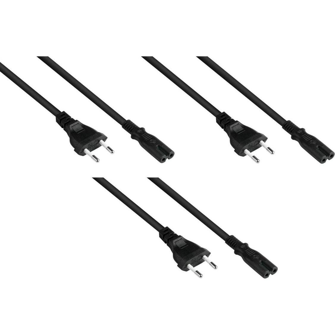 Varia Euro-Netzkabel Euro-Stecker Typ C an C7Euro 8 Buchse, schwarz, 0,75mm, 3m - 3er (3 m), Cavo di alimentazione
