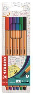 Produktbild STABILO point 88 Fineliner (Rot, Grün, Lila, Schwarz, Blau, Violett, 6 x)