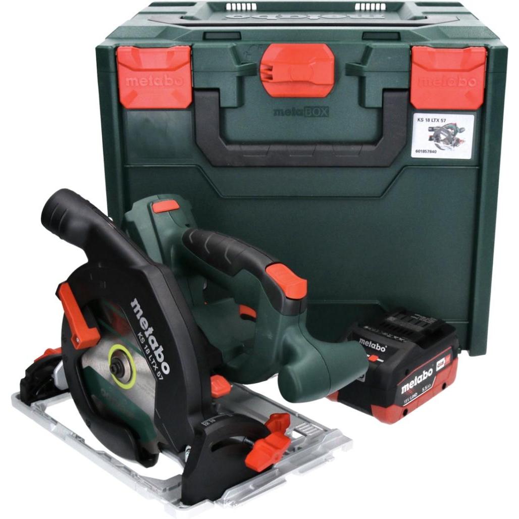 Thumbnail - Metabo, Handkreissäge, KS 18 LTX 57 Akku Handkreissäge 18V 165x20mm+ 1x Akku 5,5Ah + MetaLoc - ohne Ladegerät