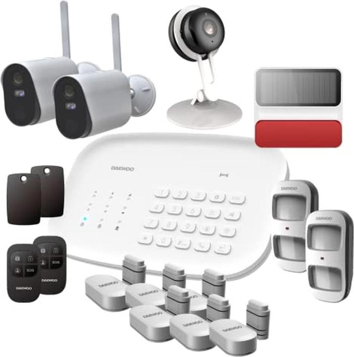 Daewoo Drahtloses Haustierfreundliches Alarmsystem mit WLAN, GSM, Kameras und Aussensirene