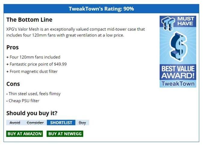 Label énergétique Adata Etui Midi XPG VALOR MESH Blanc (Mini-ITX, mATX, ATX)