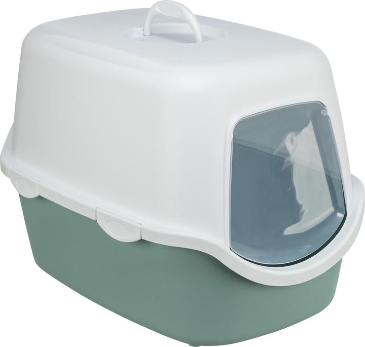 Trixie Vico cat litter tray with bonnet, green/white (Cat litter box closed)