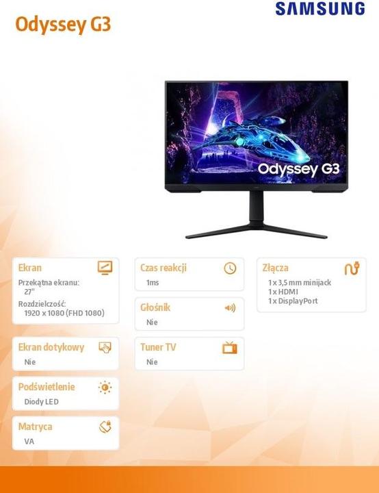Produktbild Samsung ODYSSEY G3 G30D (1920 x 1080 Pixel, 27")