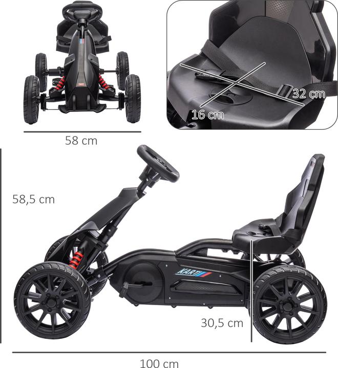 Actual product image Homcom Go-Kart Kunststoff, Metall Schwarz