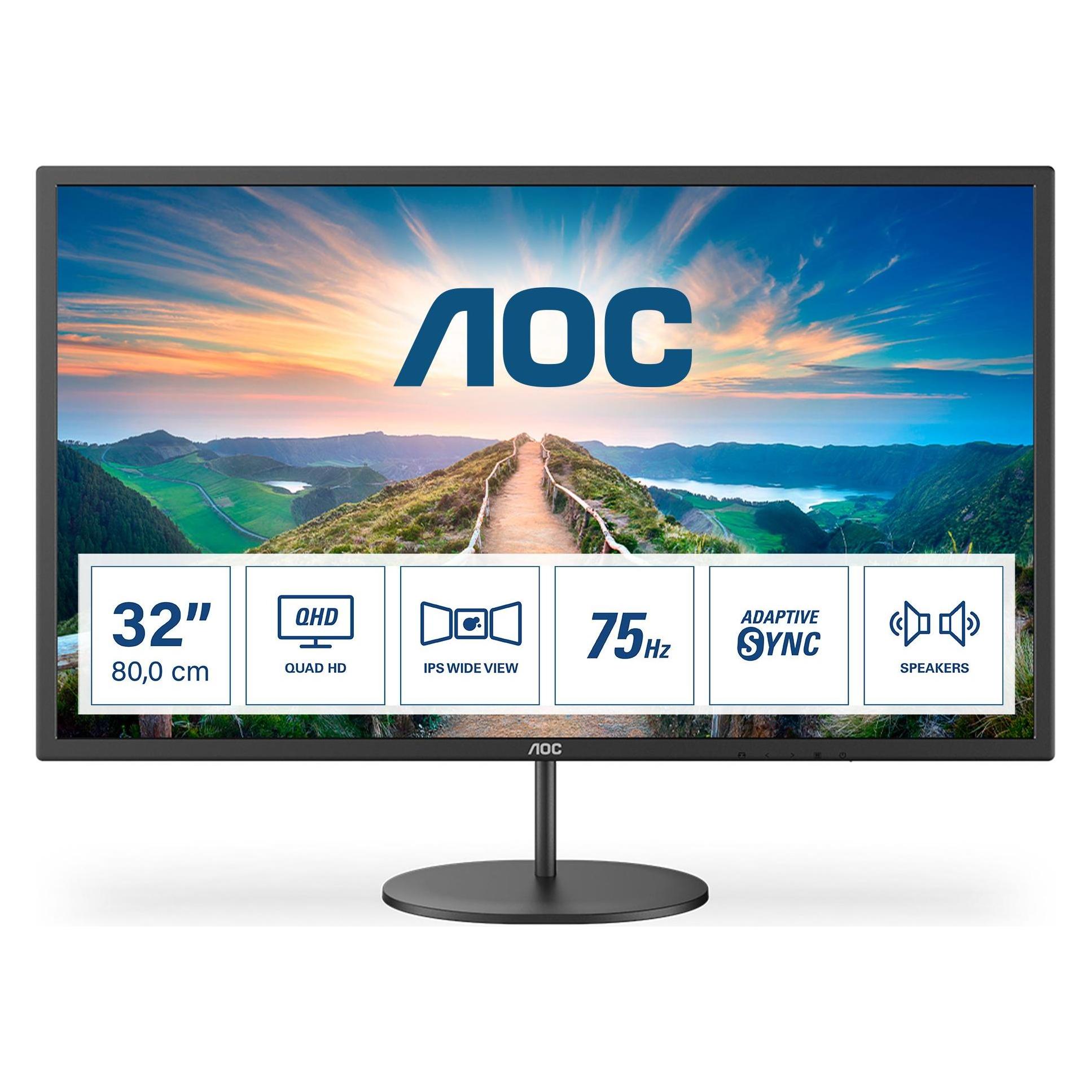 AOC Q32V4 (2560 x 1440 Pixel, 31.50"), Monitor, Schwarz