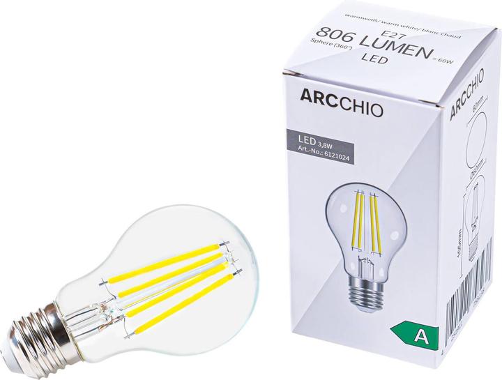 Produktbild Arcchio LED-Filamentlampe E27 3,8W 3.000K, 806 Lumen, klar (E27, 806 lm)