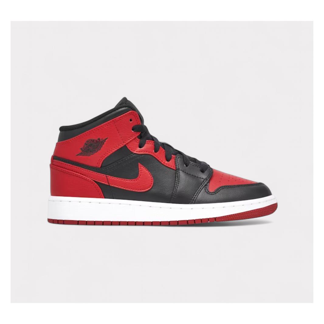 Jordan, Jongens, Sneakers, Air 1 Mid, Wit, Zwart, Rood, (39)