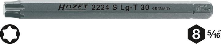 Immagine prodotto HAZET Bit 2224SLG-T45 ∙ Attacco esagonale, massiccio, 8 mm (5/16 di pollice) ∙ Profilo interno TORX… (T45)