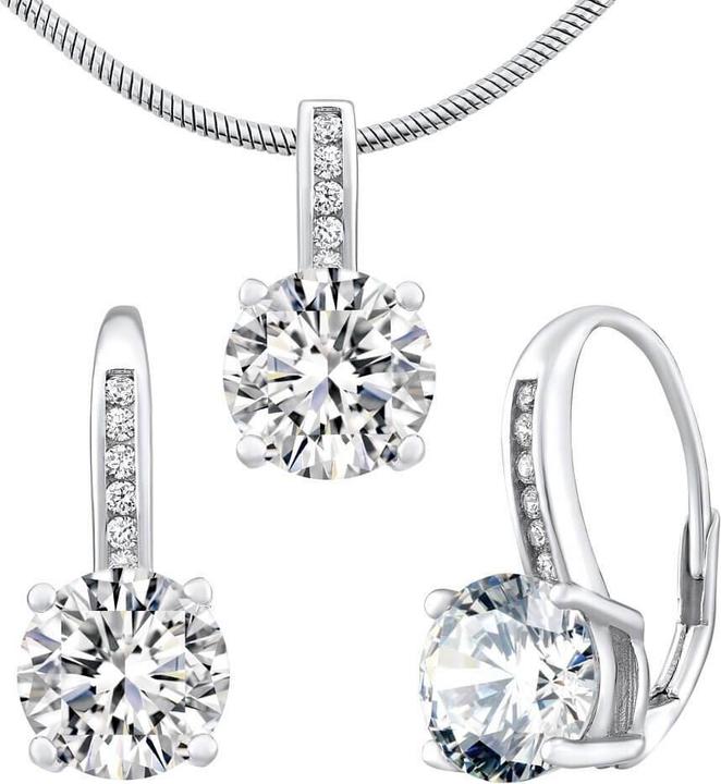 Image du produit Silvego Ensemble de bijoux pour femmes en argent 925 avec boucles d'oreilles et zirconium. (Argent sterling 925)