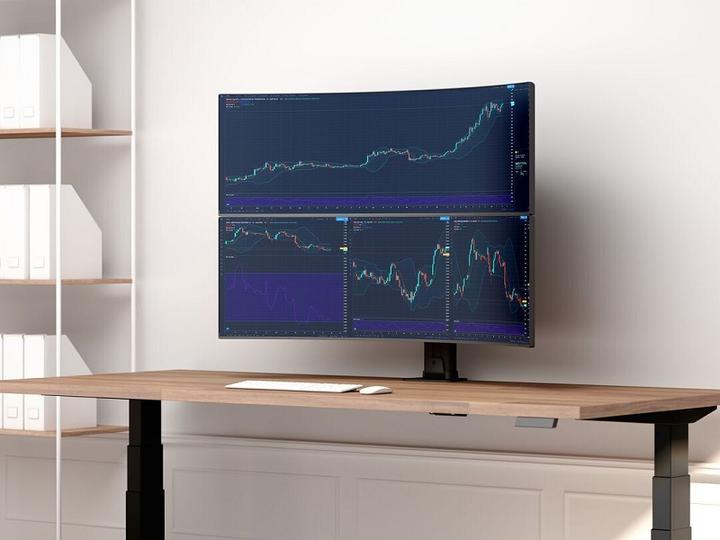 Image du produit Multibrackets Support d'écran Dual 32 à 50", noir, vertical (Tables, 50", 24 kg)