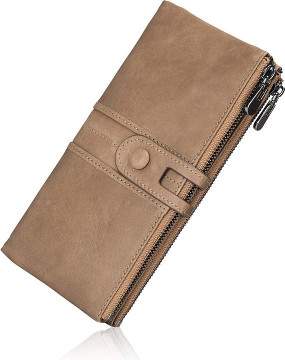 Only-Bags.Store Grosse Vintage Brieftasche Leder Brieftasche mit RFID-Schutz - Brieftasche mit 13 Kartenfächern mit