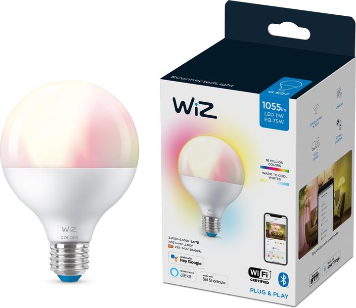 Image du produit WiZ lampe 75W E27 forme globe (E27, 11 W, 1055 lm, 1 x, F)