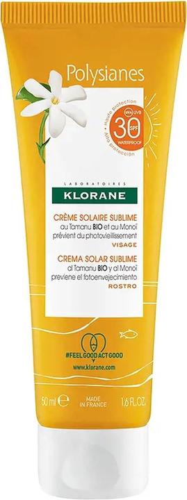 Actual product image Klorane Polysianes Sublime Face Sun Cream Spf30 50ml (Sun cream face, SPF 30, 50 ml, 50 g)