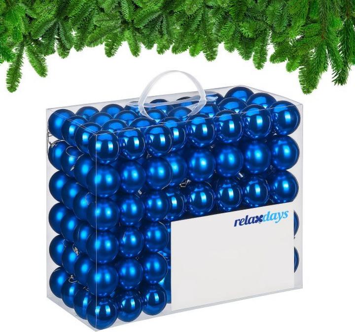Immagine prodotto Relaxdays - Weihnachtskugeln 100er Set, Blau/ Silber, 7 x 6 cm (100 -parte)