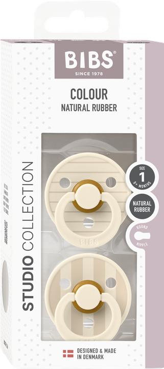 Produktbild Bibs Studio Nuggi Colour 2 PACK Latex Round 0-6m Pin Ivory Steel Blue Mix (2 x, bis 6 Monate)