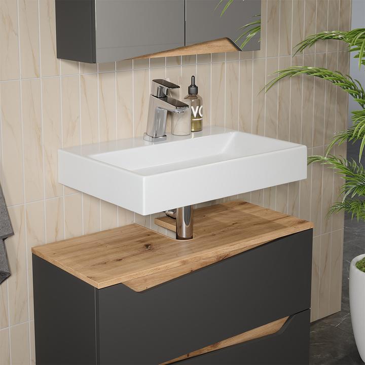 Produktbild Vichy Waschbeckenunterschrank Marelle, Anthrazit/Artisan, 80 x 57.5 cm mit 2 Schubladen