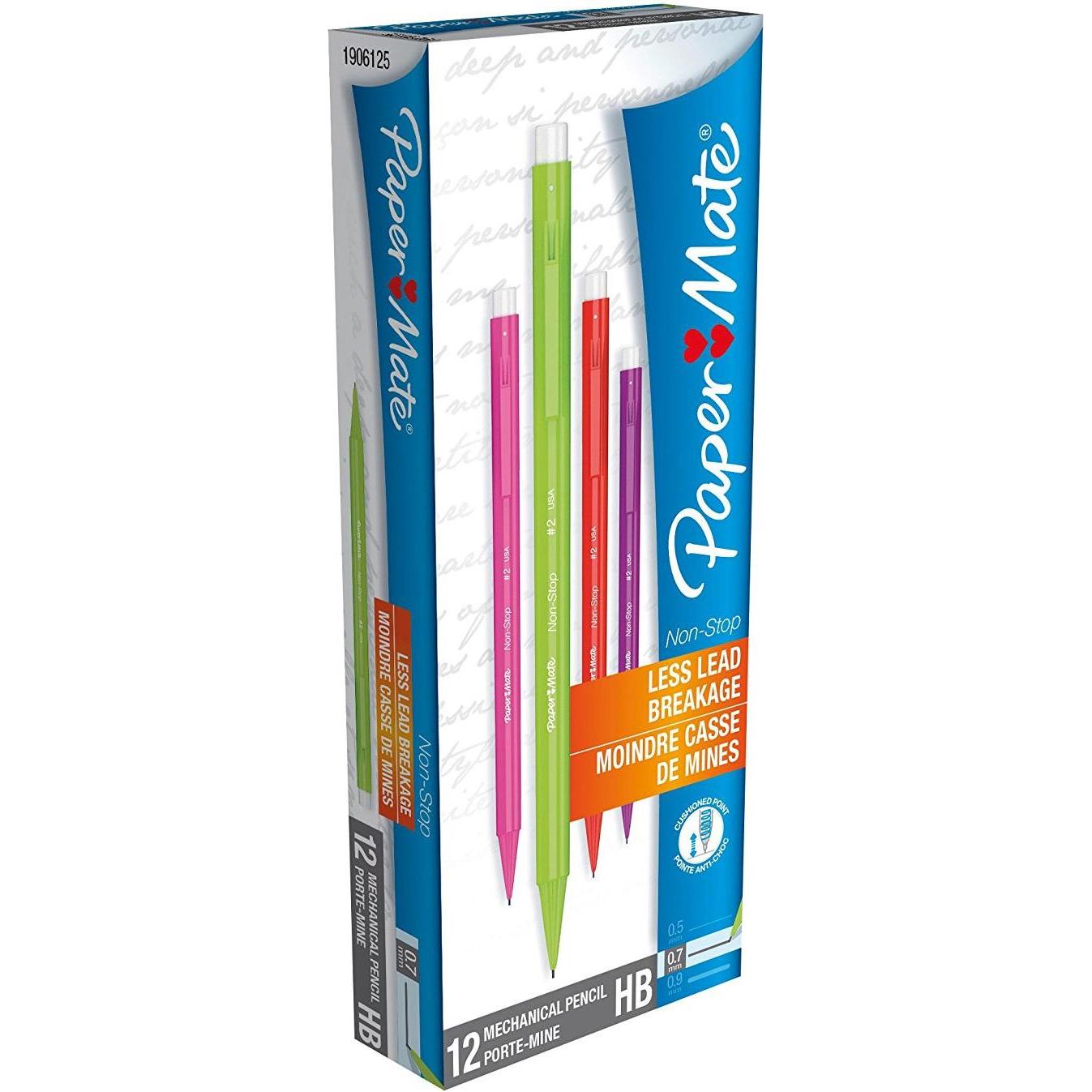 Paper Mate, Matite, penne con punta in fibra Non-Stop NEON colori assortiti 12 pz. (0.70 mm, HB, 12 x)