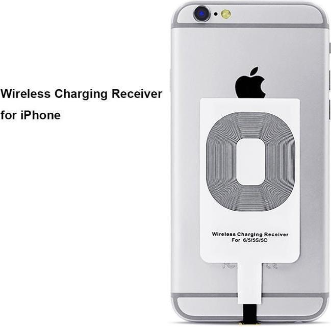 Actual product image JTI Qi adapter - wireless charger receiver module for iPhone - white