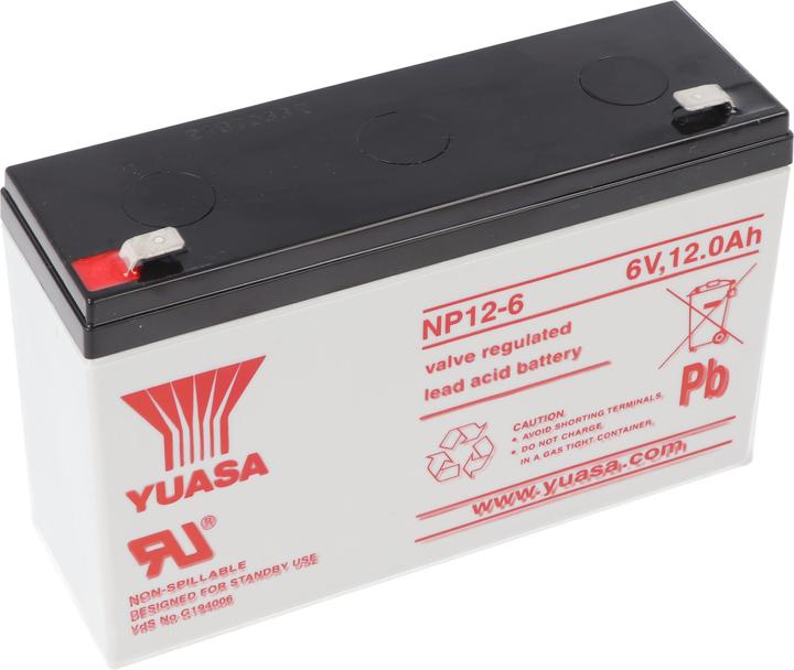 Yuasa Akku NP12-6, mit Faston Steckkontakt 6,3mm breite (6 V, 12 Ah)