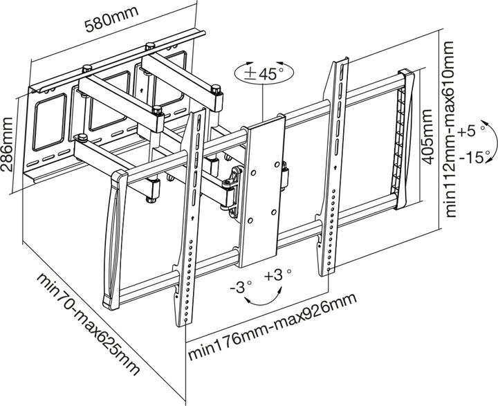 Actual product image InLine Mounting kit (wall mount) for flat panel - Black - Screen size: 15 (Wall, 80 kg, 60" - 100")