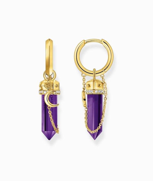 Immagine prodotto Thomas Sabo Orecchini a cerchio in finta ametista placcati in oro con ciondolo (Argento 925/argento)