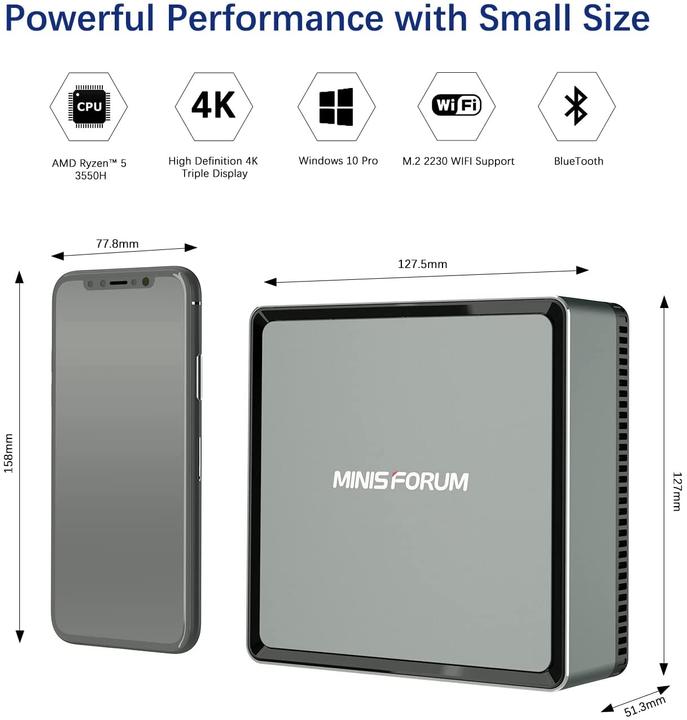 Produktbild Minisforum Mini PC UM350 (Ryzen 5 3550H, 16+512GB)