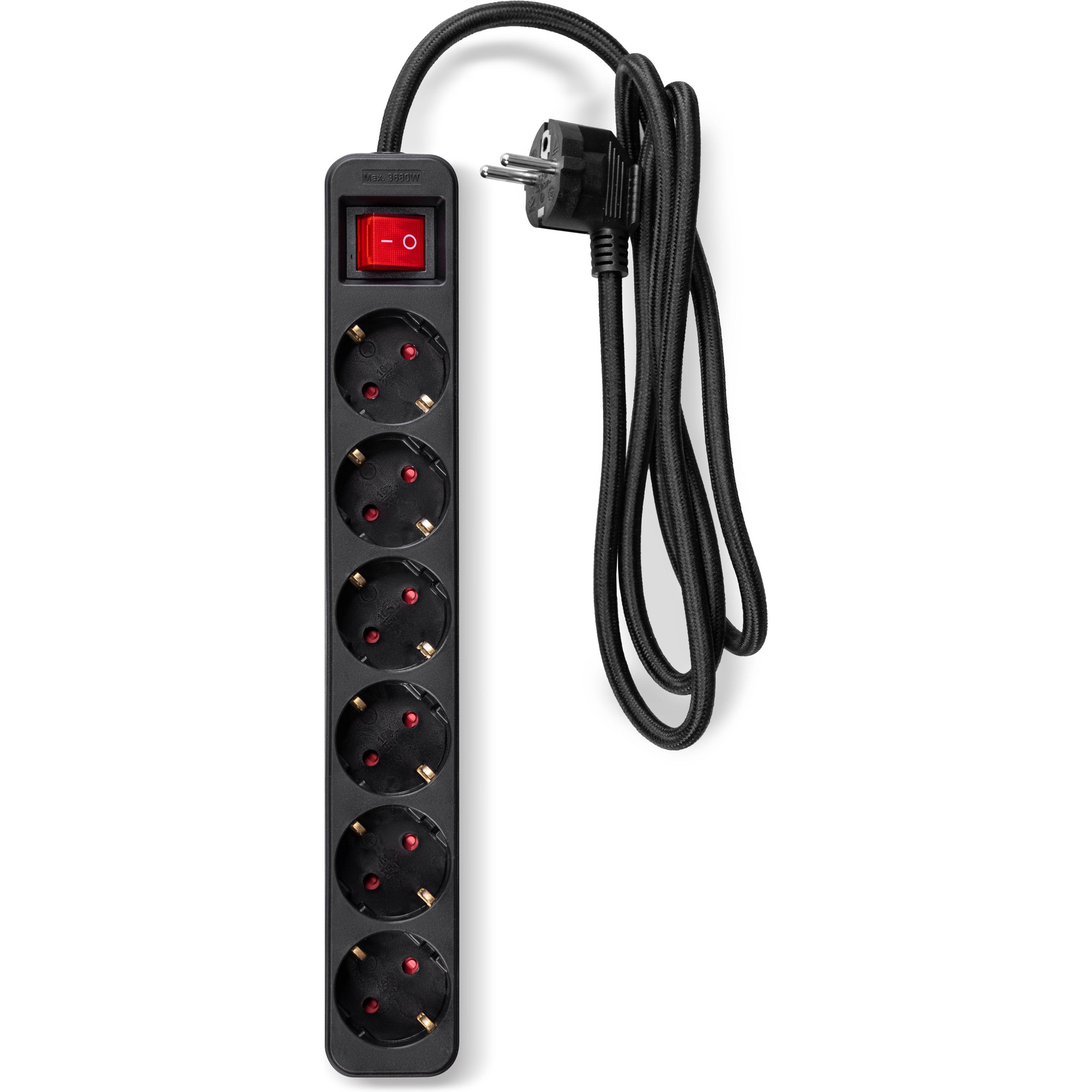 Fuj Tek, Verlängerungskabel, 6-piece extension cord, 1.5 m, braided, black (1.50 m)