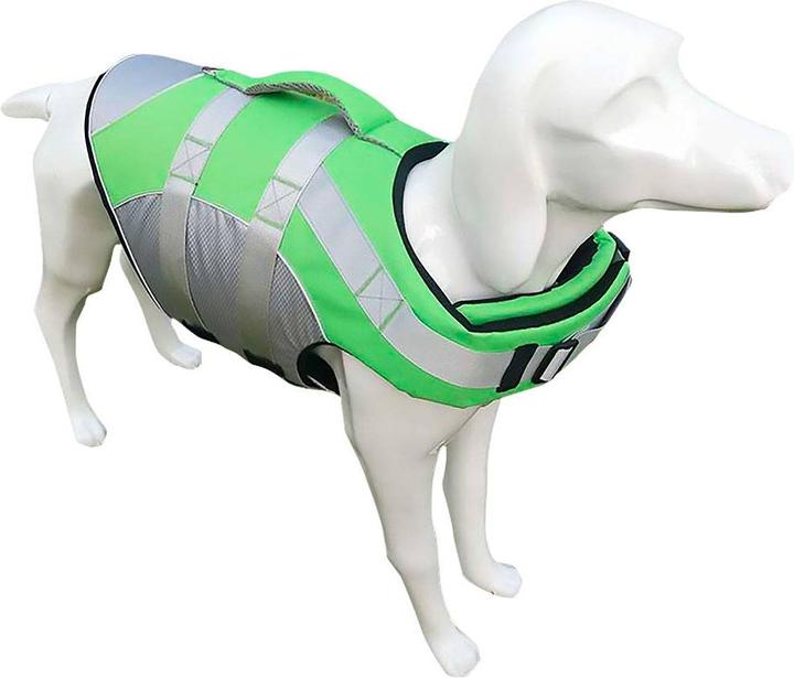 Immagine prodotto Just White Giubbotto di salvataggio per cani verde neon (M, Giubbotto di salvataggio per cani)