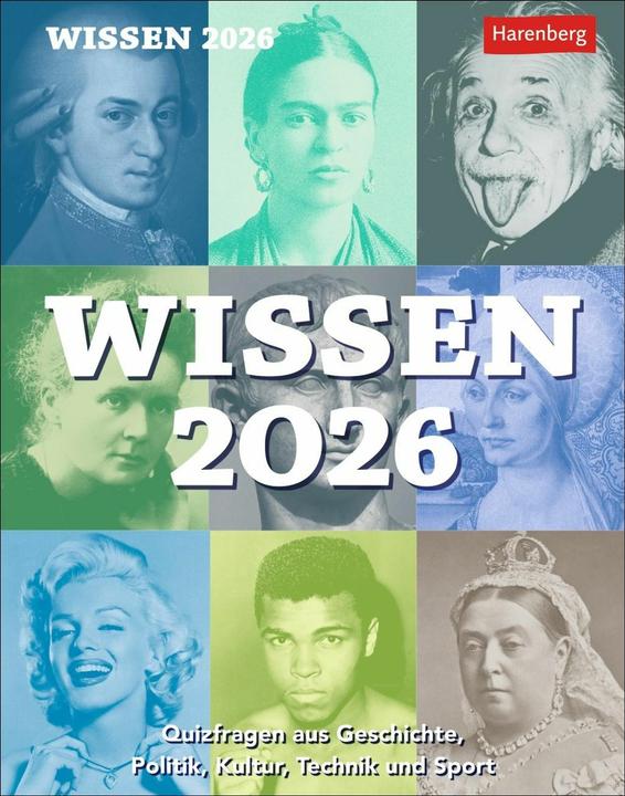 Harenberg Wissen Tagesabreisskalender 2026 - Quizfragen aus Geschichte, Politik, Kultur, Technik und Spor (11 x 14 cm, Tedesco)