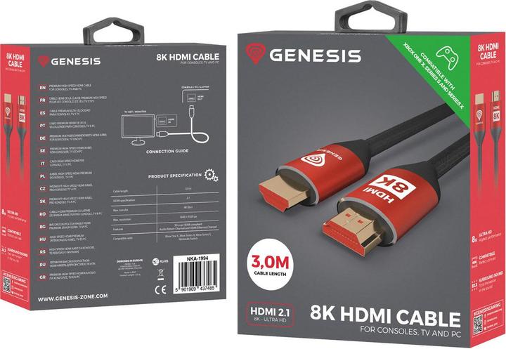 Image du produit Genesis CÂBLE HDMI M/M V2.1 3M 8K 60HZ PREMIUM DO XBOX SERIES X/S (3 m)