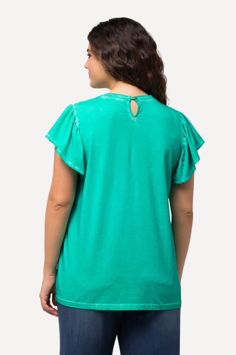 Actual product image Ulla Popken Pleated Cold Dyed Cap Sleeve Tee (56)