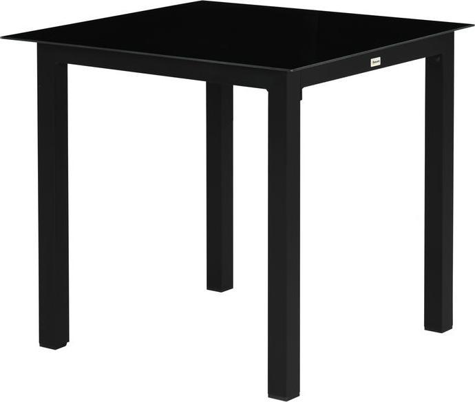 Immagine prodotto Swisshandel24 Tavolo da giardino quadrato per 4 persone tavolo da patio piano in vetro temperato alluminio nero (80 cm)