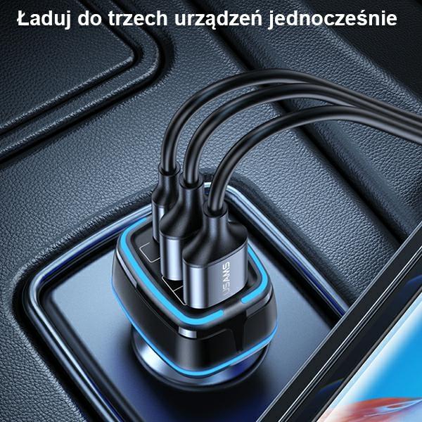 Image du produit Usams Ład. sam. 2xUSB+1xUSB-C C24 80W (only head) Fast Charge czarny/black CC126TC01 (US-CC126)