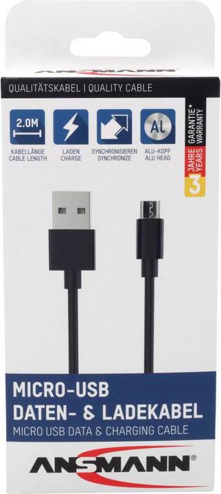 Produktbild Ansmann USB A—Micro B USB (2 m, USB 2.0)