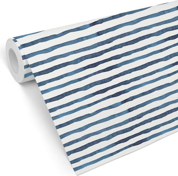Actual product image Trenddeko Watercolor Stripes 01 - blue (1008 x 48 cm)