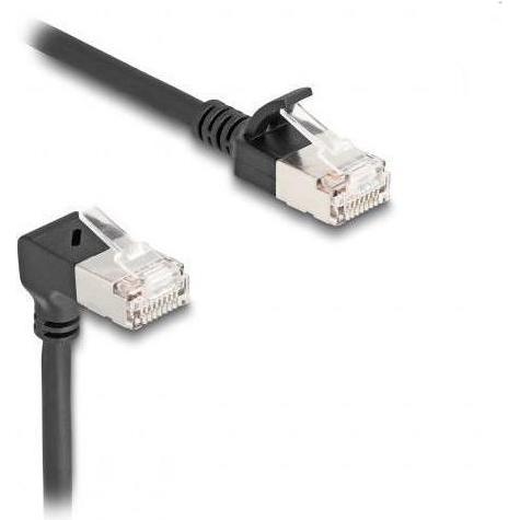 Thumbnail - Delock RJ45 Netzwerkkabel Cat.6A S/FTP Slim 90° unten gewink (S/FTP, CAT6a, 5 m), Netzwerkkabel