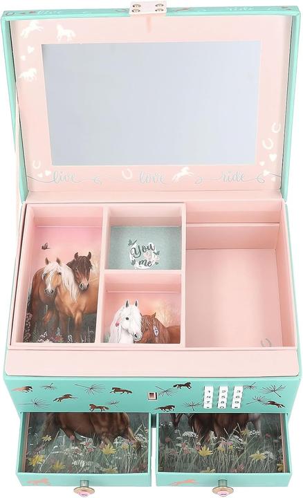 Magni DEPESCHE Miss Melody Schmuckkästchen Pferde mit Code und Sound rosa/grün