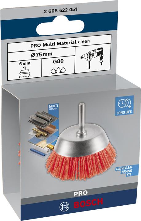 Produktbild Bosch Professional Zubehör PRO Multi Material clean Topfbürste, 75 x 1 mm, gerader Schaft (80)