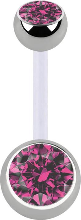 Immagine prodotto Star Piercing Sterile Banane transparent mit zwei Kugeln silber Kristall pink (Materiale sintetico, Titanio)