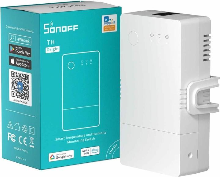 Immagine prodotto Sonoff Attuatore dell'interruttore WLAN temp. e umid. THR316, 230 V, 16A (Attuatore dell'interruttore)