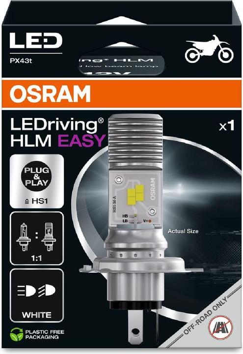 Actual product image Osram Cold white LED lamp for motorbikes HS1 (P43t)