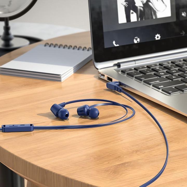 Produktbild Hoco Wired headphones wire earphones Jack 3,5 mm with microphone M86 blue (NC, Kabelgebunden)
