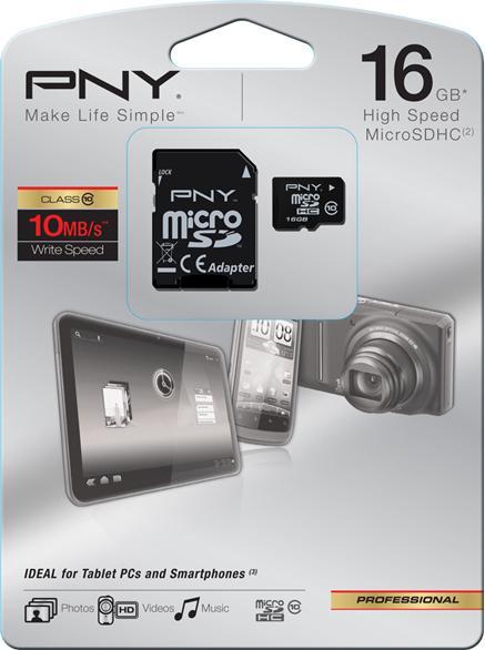 Actual product image PNY Electronics HP Flash memory card (SD adapter included) (16 GB, microSD, microSDHC, U1)