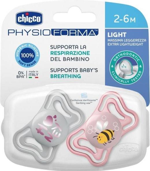Produktbild Chicco Physiologischer Beruhigungssauger PHYSIO FORMA LIGHT Silikon PINK 2-6m 2 Stk (2 x, bis 2 Monate)