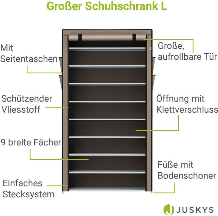 Image du produit Juskys Meuble à chaussures (88 x 160 x 28 cm)