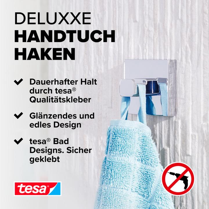 Produktbild tesa DELUXXE Handtuchhaken inkl. Klebelösung ohne Bohren