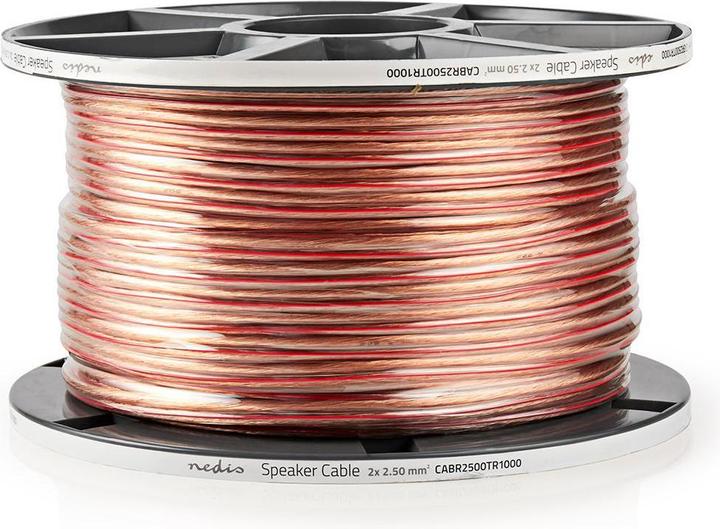 Immagine prodotto Nedis Cavo per altoparlanti| 2x 2,50 mm²| Rame| 100,0 m| Rotondo| PVC| Trasparente| - Prolunga (100 m, 2.50 mm².)