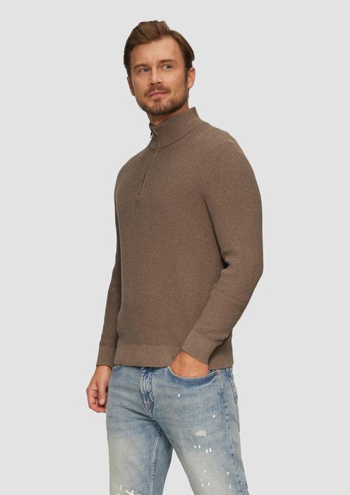 Produktbild S.Oliver Strickpullover Strukturierter Strickpullover mit Troyerkragen (XXL)