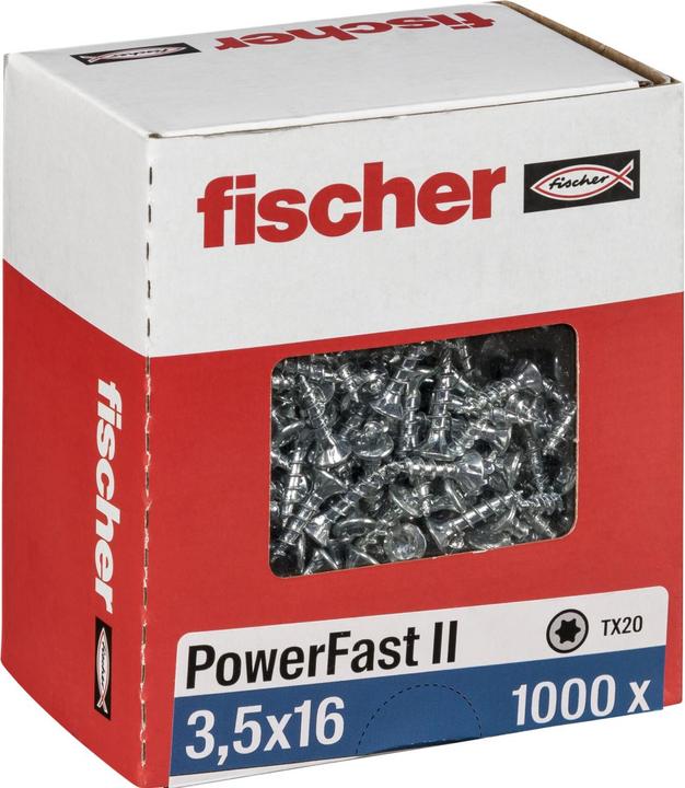 Produktbild Fischer PowerFast II 3,5x16 SK TX VG blvz 1000 (1000 Schrauben pro Stück, 3.5 x 16 mm)